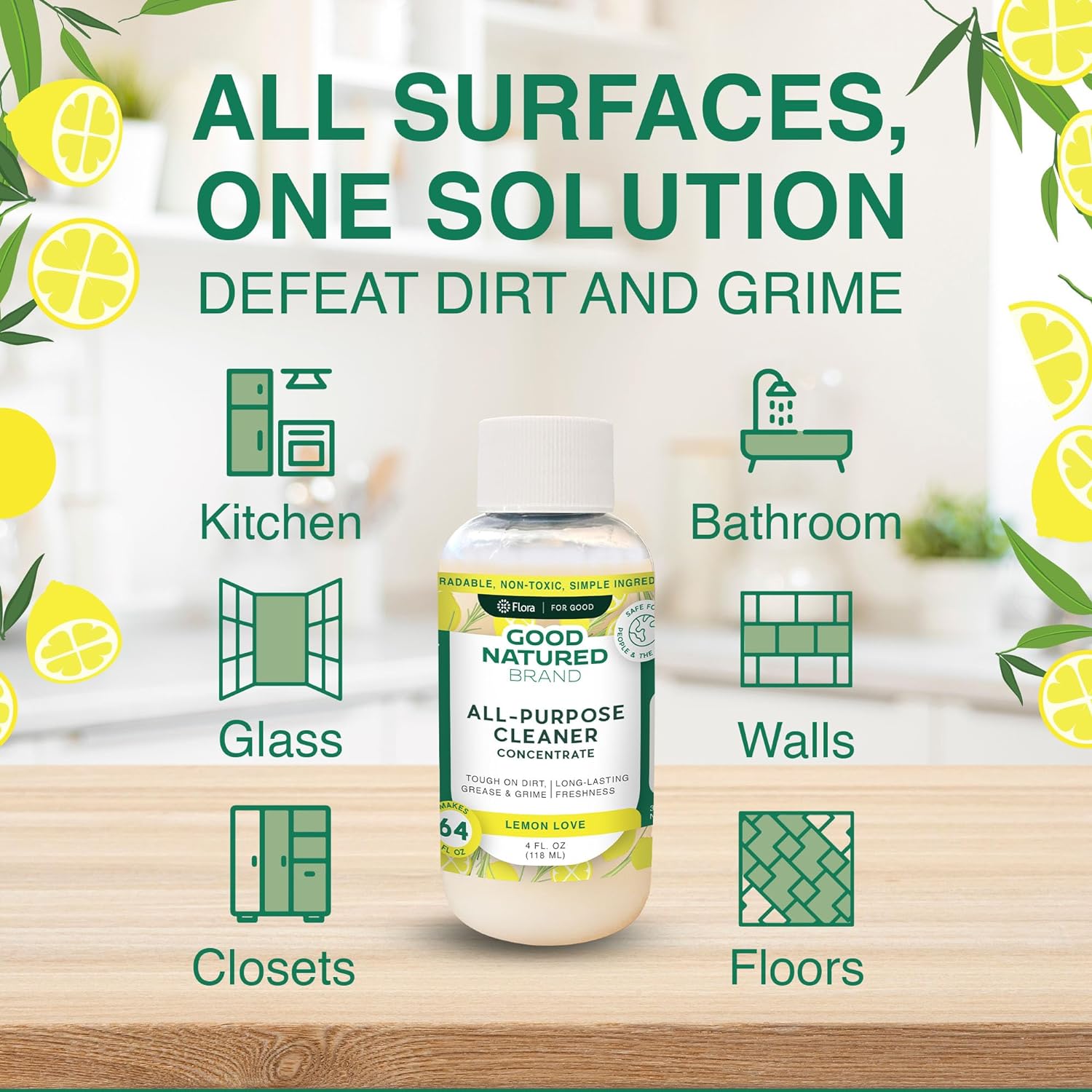 All-Purpose Cleaner Concentrate - Lemon Love | 4 fl oz makes 64 fl oz