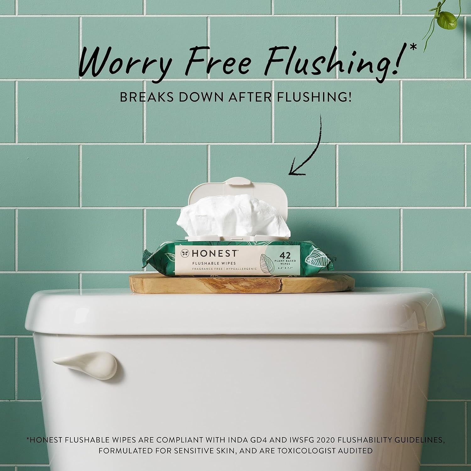 Plant-Based Flushable Wipes | 99% Water, Hypoallergenic, EWG Verified, Safe to Flush | Fragrance Free, 336 Count