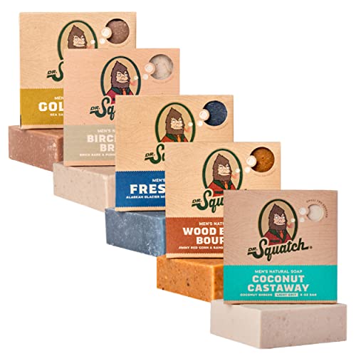 Bar Soap | 5 Bar Variety Pack, Coconut Castaway, Wood Barrel Bourbon, Fresh Falls, Birchwood Breeze, Gold Moss