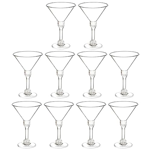 Disposable Cups | Plastic Martini Glasses, Set of 10, Ideal for Poolside and Outdoors