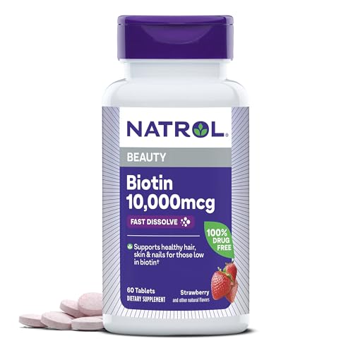 Dietary Supplement | 10000mcg Biotin, 60 Strawberry-Flavored Tablets