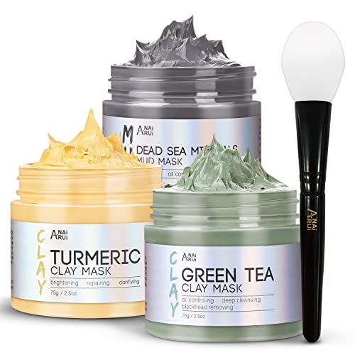 Face Mask Set | Turmeric, Green Tea, Dead Sea Minerals - 2.5 oz Each