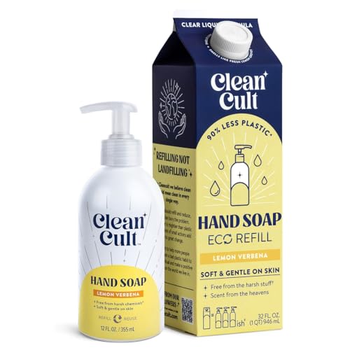 Liquid Hand Soap | 32 oz Refills, 12 oz Refillable Bottle, Lemon Verbena