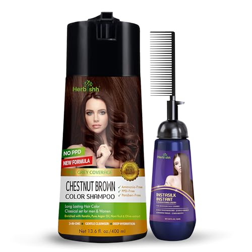 Hair Color Shampoo | Chestnut Brown, 400 ML + Instant Straightener Cream, 150 ML