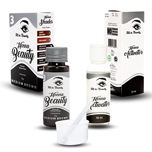 Eyebrow Tint Kit | Henna Powder & Activator Bundle, Vegan, Long Lasting, Waterproof