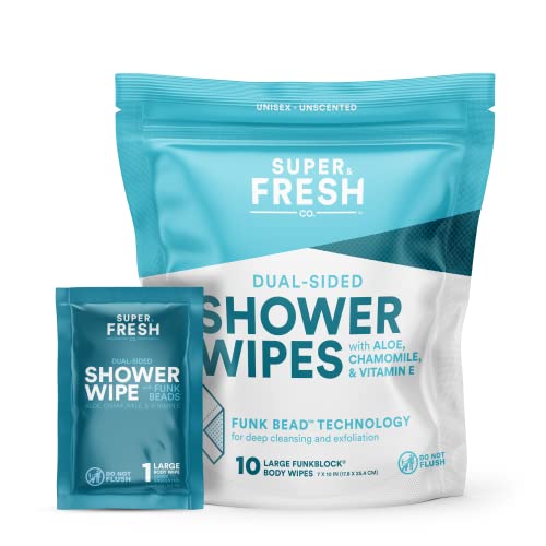 Body Wipes | Large Size, No Rinse, Aloe & Vitamin E, 10 Individually Wrapped Wipes