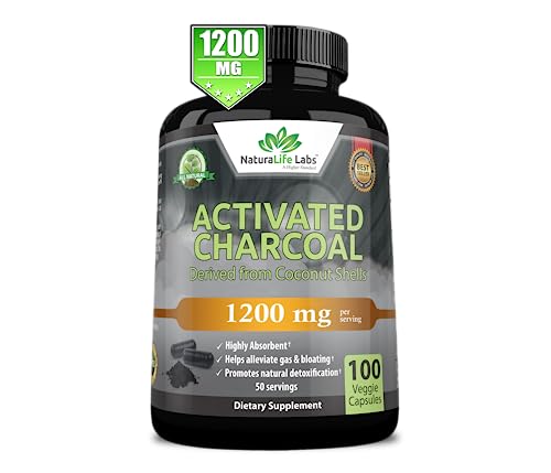 Activated Charcoal Capsules | 1,200 mg, 100 Vegan Capsules, Promotes Detoxification