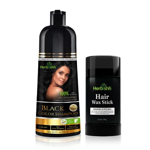 Hair Color Shampoo | Black, 500 mL + Hair Wax Stick