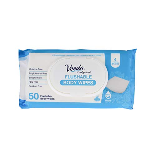 Flushable Wipes | 50 Count, Hypoallergenic, Unscented