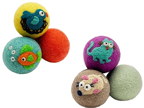 Cat Toy | Pack of 6, 100% New Zealand Wool, Handmade