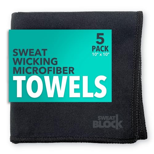 Handkerchief | Microfiber, 10x10 inches, 5 Pack, Black, Machine Washable, Reusable