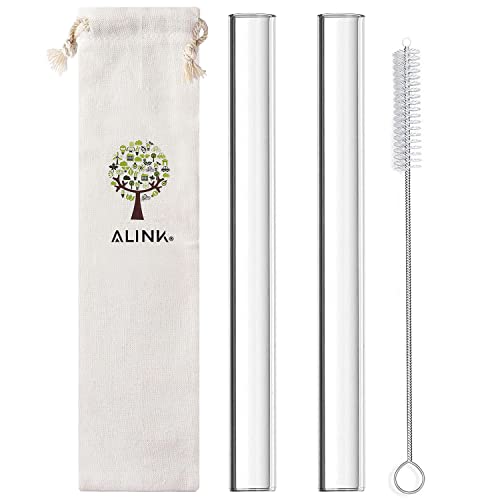 Reusable Boba Straws | 14mm x 9 inch, 2 Pack with Cleaning Brush and Case