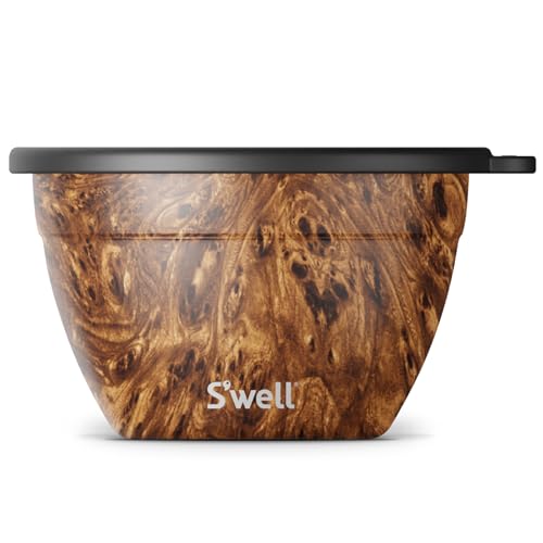 Stainless Steel Salad Bowl Kit | 64 oz, Teakwood, Leak-Proof, Easy to Clean