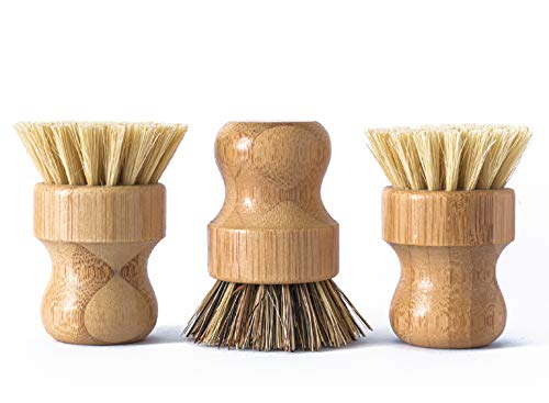 Dish Brush Set | Natural Bamboo, 3 Pack, Plant-Based Bristles