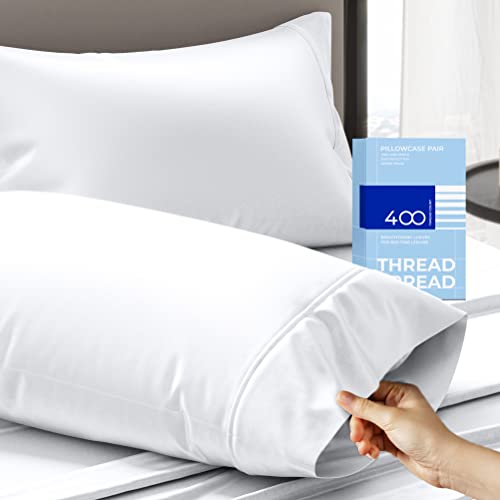 Pillowcases | 100% Cotton, Standard/Queen Size, Set of 2, 400 Thread Count, Ultra Soft