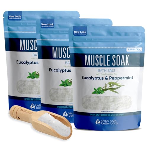 Muscle Bath Salt | 3-Pack, 6 lbs Total, Pure Essential Oils, BPA Free Pouch