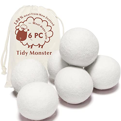 Wool Dryer Balls | XL Size, 6 Pack, Reusable, Chemical Free, Reduces Drying Time