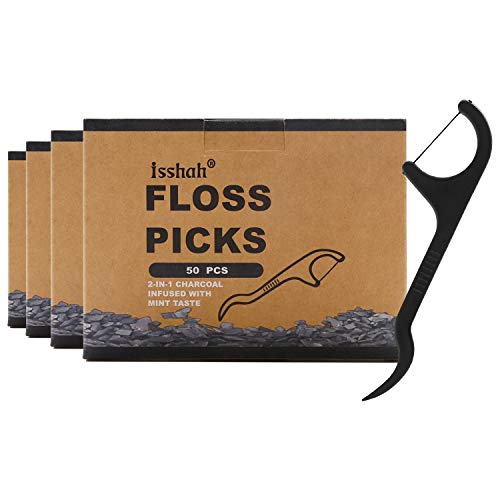 Dental Floss Picks | 200 Count, PETA Approved, Eco Friendly, Charcoal