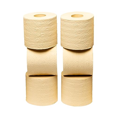 Toilet Paper | Pack of 6, MEGA Roll, 300 Sheets, Organic Bamboo, Hypoallergenic, Unbleached