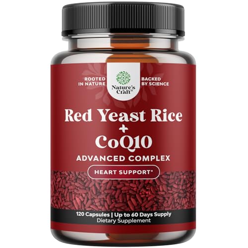 Red Yeast Rice Supplement | Extra Strength 1200 mg, with CoQ10 100 mg, Vegan, Non-GMO