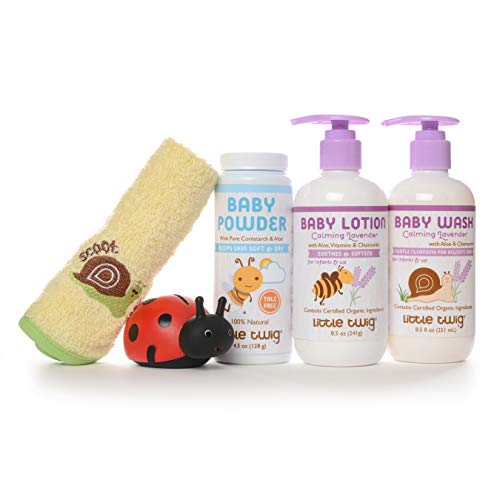 Baby Gift Set | Powder, Wash, Lotion, Washcloth, Tub Toy, Lavender/Unscented, 1.9 lb