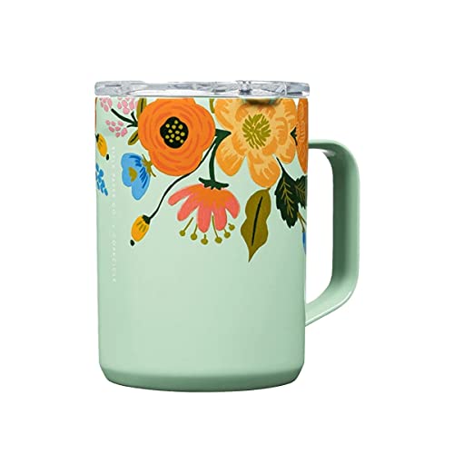 Insulated Coffee Mug | Mint Lively Floral, 16 oz, Stainless Steel, Spill-Resistant