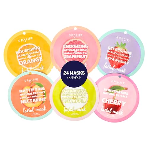 Face Masks | Hydrating, 24 Pack, Natural Fruit Extracts