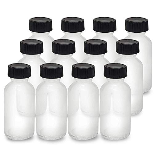 Glass Bottles | 1 Oz, 12 Pack, Leak-Proof Caps for Essential Oils and Sauces