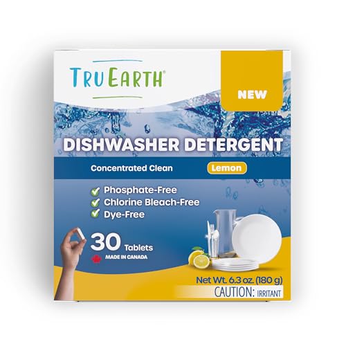 Dishwasher Detergent Tablets | Eco-Friendly, 30 Count, Lemon Scent