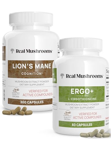 Mushroom Supplement | Ergothioneine, Lion's Mane, Shiitake, Oyster, 60ct & 300ct Bundle