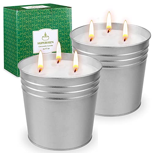 Citronella Candles | Large 17oz, 2 Pack, 200 Hours Burn Time