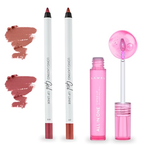 Lip Care Bundle | Gel Lip Liner & Tinted Plumping Oil Set, 3 Pieces