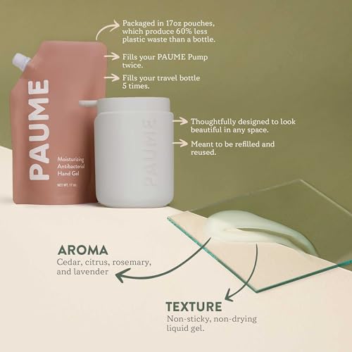 PAUME Sanitize Bundle | Hand Sanitizer 17oz Bag and Refill Pump | Silicon & Paraben Free, No Artificial Fragrances & Vegan (2)