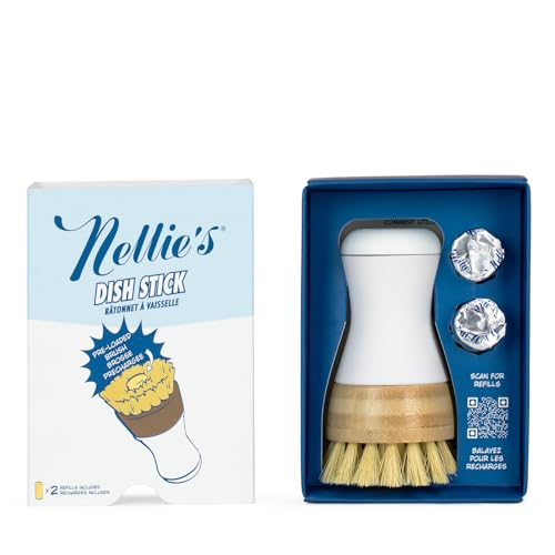 Nellie's Dish Stick + 2 Refills - A Revolutionary Environmentally Conscious Dish Soap Alternative - Easy Refills - Harnessing the Power of Nature for Green Cleaning