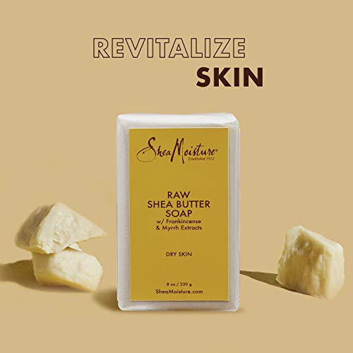 SheaMoisture Face and Body Bar Soap for Dry Skin with Paraben Free, Raw Shea Butter, Myrhh, 8 Ounce, (Pack of 3)