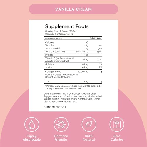 Collagen Powder | 30 Day Supply, Vanilla Cream, 25.9 oz