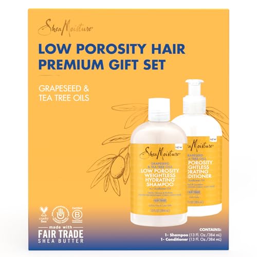 Shea Moisture Shampoo and Conditioner Set, Low Porosity Baobab and Tea Tree Oil, Low Porosity Hair Products, Soften and Balance, Shea Moisture Curly Hair Products, 13 Fl Oz Ea