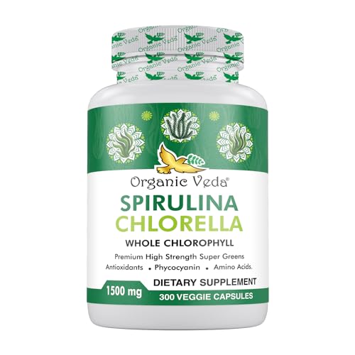 Spirulina & Chlorella Capsules | 1500mg, 300 Count, Boost Immunity, Support Digestion