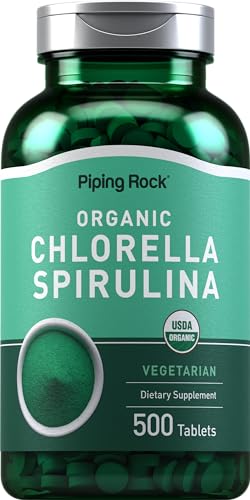 Chlorella Spirulina Tablets | 500 Count, Organic, Vegetarian, Non-GMO, Gluten Free