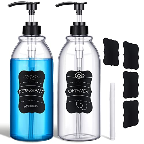 Soap Dispenser | 2 Pack, 34 oz Clear Plastic Pump Bottles