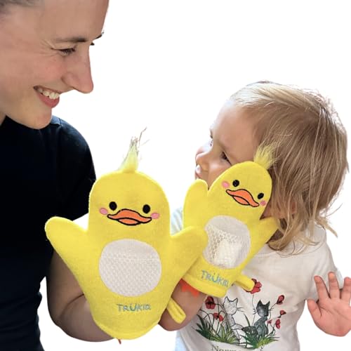 Bath Wash Gloves | Duck Design, Set of 2, Fun for Kids & Adults