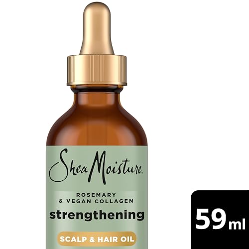 SheaMoisture Strengthening Scalp & Hair Oil Rosemary & Vegan Collagen to Promote Length Retention & Invigorate the Scalp, with ScalpBoost Technology, 2 oz