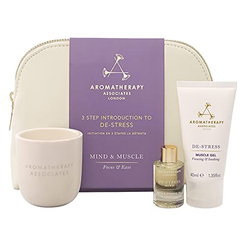 Aromatherapy Gift Set | De-Stress Mind Oil, Muscle Gel, Candle, Vegan Leather Bag