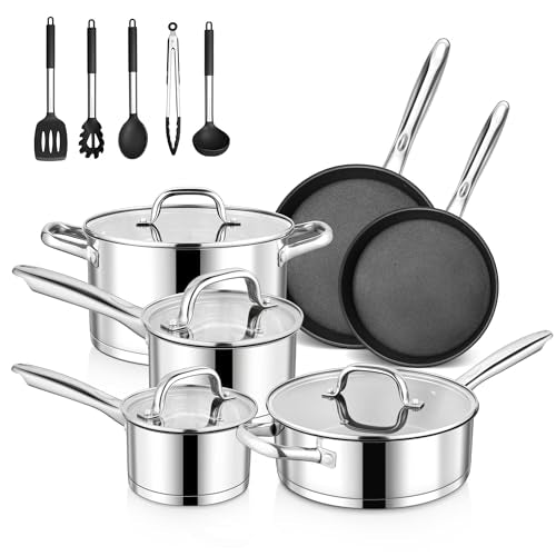 Cookware Set | 15-Piece, Stainless Steel, Non-toxic, Induction Compatible