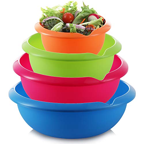 Mixing Bowls Set | Colorful, Stackable, Microwave & Dishwasher Safe, BPA Free, 4 Pack