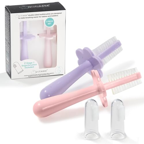 Baby Toothbrush | Silicone, Double-Sided, BPA-Free, 2 Pack, Lavender & Blush