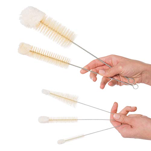 Bottle Cleaning Brush Set | 5 Pack, Various Sizes, Wire Handles