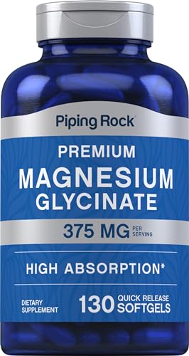 Magnesium Glycinate | 375mg, 130 Count, Quick Release Softgels, Non-GMO, Gluten Free