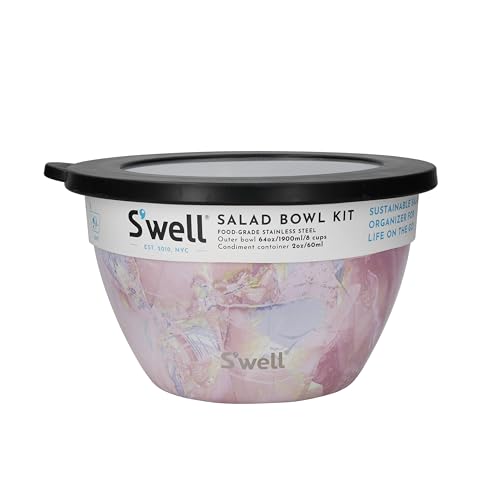 Salad Bowl Kit | Geode Rose, 1.9L, Leak-Proof, Dishwasher Safe