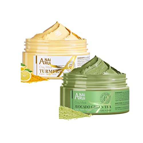 Facial Clay Mask Set | Turmeric & Avocado, Pore Refining, Smooth Skin